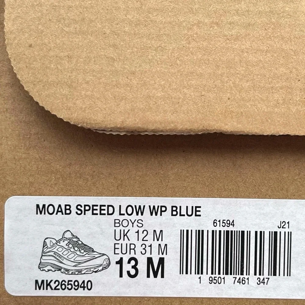 Merrell Moab Speed Little Boys Girls Waterproof Hiking Sneaker Size 13 Blue
